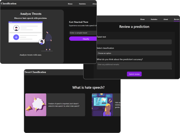 Project screenshot showing X-Specific Hate Speech detection application interface